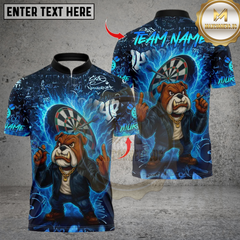 Maxcorners Darts Bulldog Fire Flames Multicolor Customized Name, Team Name 3D Shirts