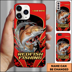 Maxcorner Redfish Fishing Jumping Water Fisherman Silhouette Personalized Name 3D Phone Case