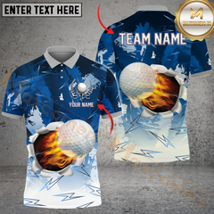 Maxcorners Golf Lightning Ball Fire Multicolor Customized Name, Team Name 3D Shirts