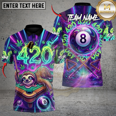 Maxcorners Billiards 420 Sloth Vibes Personalized Name 3D Unisex Shirt