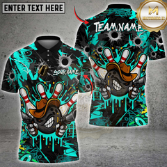 Maxcorners Graffiti Cowboy Bowling Jersey with Bullet Holes Multicolor Customized Name, Team Name 3D Shirts