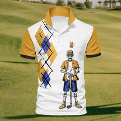 Maxcorners Skeleton Swing Golf Polo Shirt, Mens Golf Shirt, Gift For Golfer