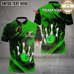 Maxcorners Flame Bowling And Pins Design Multioptions Personalized Name, Team Name Unisex 3D Shirts