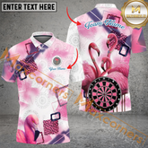 Maxcorners Flamingo Dartboard Darts Jersey Customized Name, Team Name 3D Polo Shirt