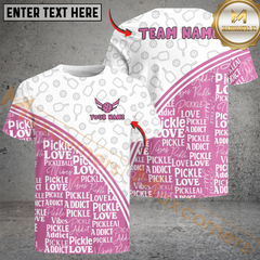 Maxcorners Pink Pattern Pickleball Spirit Name & Team Name 3D Shirts (4 Colors)