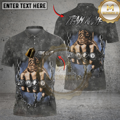 Maxcorners Billiards 8-Ball Punch Ring Washed Pattern Personalized Name, Team Name Unisex Shirt (4 Colors)