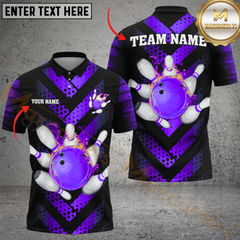 Maxcorners Bowling Chevron Blaze Personalized Name Men And Women 3D Polo Shirt Custom Bowling Team Jersey (4 Colors)