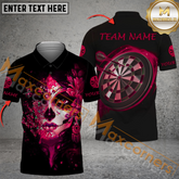 Maxcorners Darts Black Skull Art Mutilcolor Options Personalized Name, Team Name 3D Polo Shirt