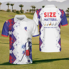 Maxcorners Size Matters No One Wants A Small Stick Mens Golf Polo Shirt, Mens Golf Gift, Funny Golf Shirt