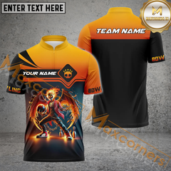 Maxcorners Skull Digital Bowling Jersey Multicolor Option Customized Name, Team Name 3D Polo Shirt