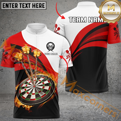 Maxcorners Dartboard Flame Darts Jersey Multicolor Option Customized Name, Team Name 3D Polo Shirt