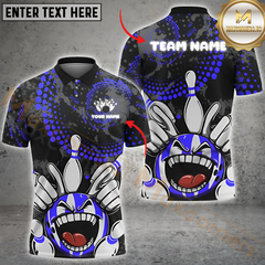 Maxcorners Madness Bowling Jersey - Custom Angry Ball and Pins Design Multicolor Customized Name, Team Name 3D Shirts