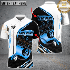 Maxcorners Billiard 9-Ball Pool Champion Golden Multicolor Customized Name, Team Name 3D Polo Shirt
