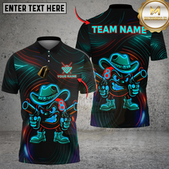 Maxcorners Billiards Ball 8 Neon Cowboy Customized Name, Team Name 3D Shirt (4 Colors)