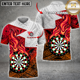 Maxcorners Darts Dartboard Fire Flame Maori Pattern Mutilcolor Options Personalized Name, Team Name 3D Polo Shirt