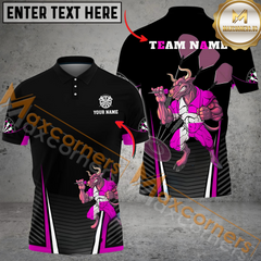 Maxcorners Darts Red Bull Black Version Mutilcolor Option Customized Name, Team Name 3D Polo Shirt