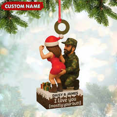 Maxcorners Personalized Funny Hunter Couple Acrylic Ornament - Custom Name Christmas Gift for Him or Her LM0411