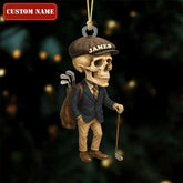 Maxcorners Funny Skeleton Vintage Golfer Acrylic Ornaments, Golf Christmas Gifts, Funny Golf Presents LM1611