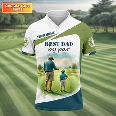Maxcorners Custom Best Dad By Par Golf Polo Shirt, Father And Son Shirt, Gift For Golfers