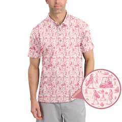 Maxcorners Breast Cancer Golf Shirt, Ladies Golf Shirts For Golfer, Pink Pattern Golf Shirt