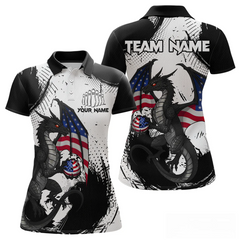 Maxcorners Black & White Polo Bowling Team Jersey Custom American Dragon Bowling Shirt for Men And Women LM014