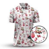 Maxcorners Womens Golf Polo, Pink Golf Shirt, Pattern Golf Shirt For Men, Funny Christmas Golf Shirt