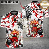 Maxcorners Bowling Shirt Angry Bull Fire Bowling Ball Tribal Art Multioptions Personalized Name, Team Name 3D Shirt (4 Colors)