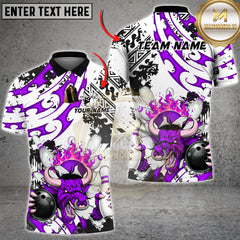 Maxcorners Bowling Shirt Angry Bull Fire Bowling Ball Tribal Art Multioptions Personalized Name, Team Name 3D Shirt (4 Colors)