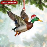 Maxcorners Personalized Flying Duck Acrylic Ornament - Custom Name Christmas Acrylic Gift for Hunters LM0411