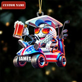 Maxcorners Golf Beer Patriotic Golf Cart Acrylic Ornaments, Golf Xmas Ornaments, Golf Christmas Gifts, Golf Decor LM1611