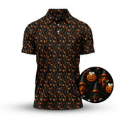 Maxcorners Halloween Dachshund Pattern Golf Shirt, Funny Dog Golf Polos, Spooky Halloween Golf Shirt For Golfer