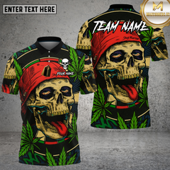 Maxcorners Skull Weed Shirt Red Beanie High Skull Art Multioptions Personalized Name, Team Name Unisex 3D Shirt (4 Colors)