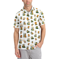 Maxcorners Golden Retriever Pattern Golf Shirt For Men's, Crazy Golf Polos, Funny Golf Shirts For Golfers