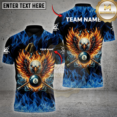 Maxcorners Billiards Phoenix Eagle 8 Ball Pool Custom Name, Team Name 3D Shirt (4 Colors)