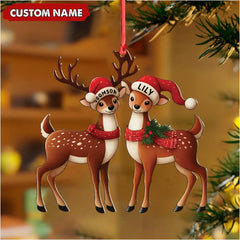 Maxcorners Personalized Couple Reindeer Acrylic Ornament - Cute Custom Deer Christmas Tree Gift for Couples LM0411