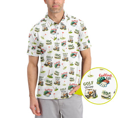 Maxcorners Golf Is My Therapy Pattern Golf Shirt, Golfing Life Polos, Golf Gift For Golf Lovers, Funny Golf Shirts