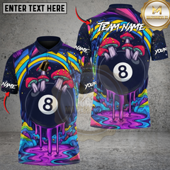 Maxcorners Midnight Mushroom 8 Ball Billiards Personalized Name 3D Unisex Shirt