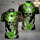 Maxcorners Bowling Flaming Skull Multicolor Customized Name, Team Name 3D Shirts