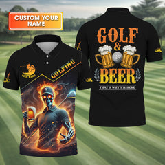 Maxcorners Golf And Beer Personalized Skull Golf Polo Shirt, Dad Golf Gift, Fathers Day Shirts