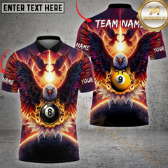 Maxcorners Billiard 8 Ball & 9 Ball Hawk Pattern Customized Name, Team Name 3D Polo Shirt