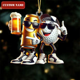 Maxcorners Funny Beer Golf Ball Ornament, Acrylic Ornament, Golf Xmas Ornaments, Christmas Golf Gift LM1611