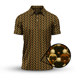 Maxcorners Pug Golf Polos For Golfers, Pug Golf Pattern Shirt, Funny Dog Golf Shirt For Men