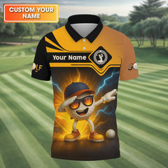Maxcorners Funny Golf Ball Dabbing Shirt, Men's Funny Graphic Golf Polo Shirt, Gifts For Golfing Dad LM2406