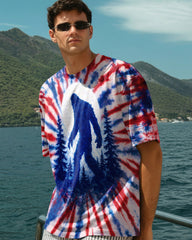 Maxcorners Bigfoot In The Forest Red White & Blue Swirl All Over Print LM1601