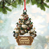 Maxcorners Funny Duck Christmas Tree Acrylic Ornament – Personalized Hunting Gift, Mallard Duck Lover Decoration, Rustic Country Holiday Decor