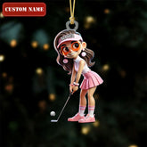 Maxcorners Custom Name Female Golfer Acrylic Ornament, Golf Xmas Ornaments, Golf Christmas Gifts, Cool Golf Gift LM1611