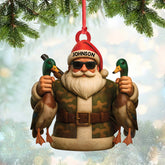 Maxcorners Personalized Duck Hunter Santa Acrylic Ornament - Funny Christmas Gift for Hunters - Custom Name Camo Decor LM0411
