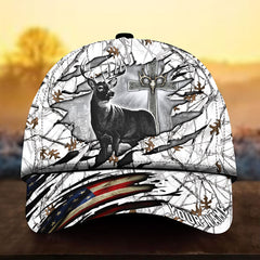 Maxcorners Jesus In My Heart Deer Hunting Camo Pattern 3D Multicolor Personalized Cap