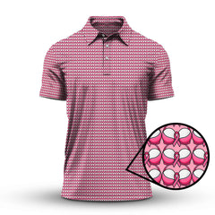 Maxcorners Breast Cancer Pattern Golf Shirt, Pink Golf Shirt, Golf Gift For Golfers, Breast Cancer Golf Shirt