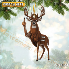 Maxcorners Personalized Funny Moose Fukin Acrylic Christmas Ornament - Custom Decoration Holiday Gift for Hunters 2D Flat